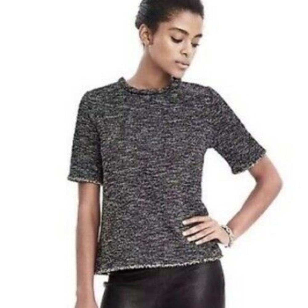 Banana Republic Short Sleeve Lurex Tweed Top